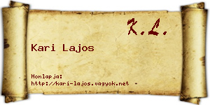 Kari Lajos névjegykártya